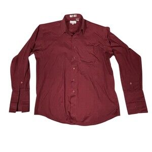 Karl Knox Shirt Mens 16.5 34/35 Burgundy Dress French Cuff Long Sleeve